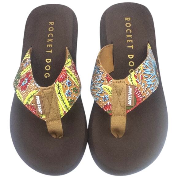 Rocket Dog Spotlight Platform Flip Flop Tropical Floral Women's Size 10 - Picture 3 of 6